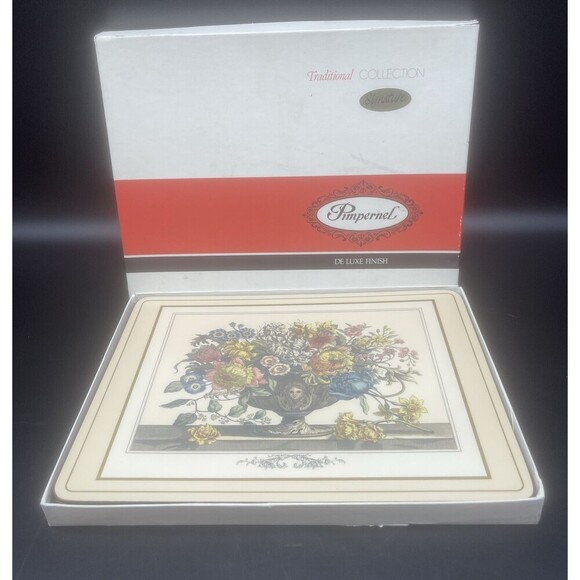 VTG Pimpernel Deluxe Finish Cream Furber Flowers Placemats 12” X 9” Set Of 4 - Picture 12 of 12